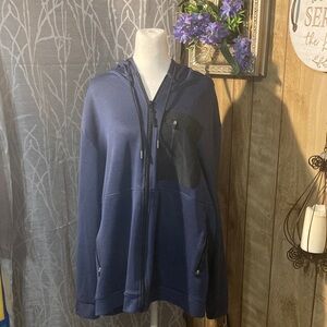 Men's Blue and Black Hooded Jacket